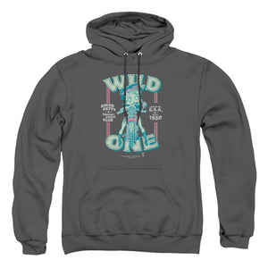 AN OFFCIALLY LICENSED BETTY BOOP WILD ONE ADULT UNISEX PULLOVER HOODIE CHARCOAL