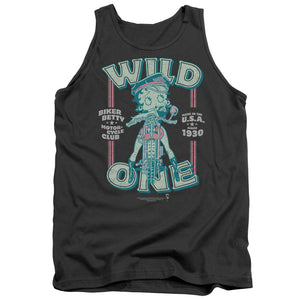 AN OFFCIALLY LICENSED BETTY BOOP WILD ONE ADULT UNISEX TANK TOP CHARCOAL