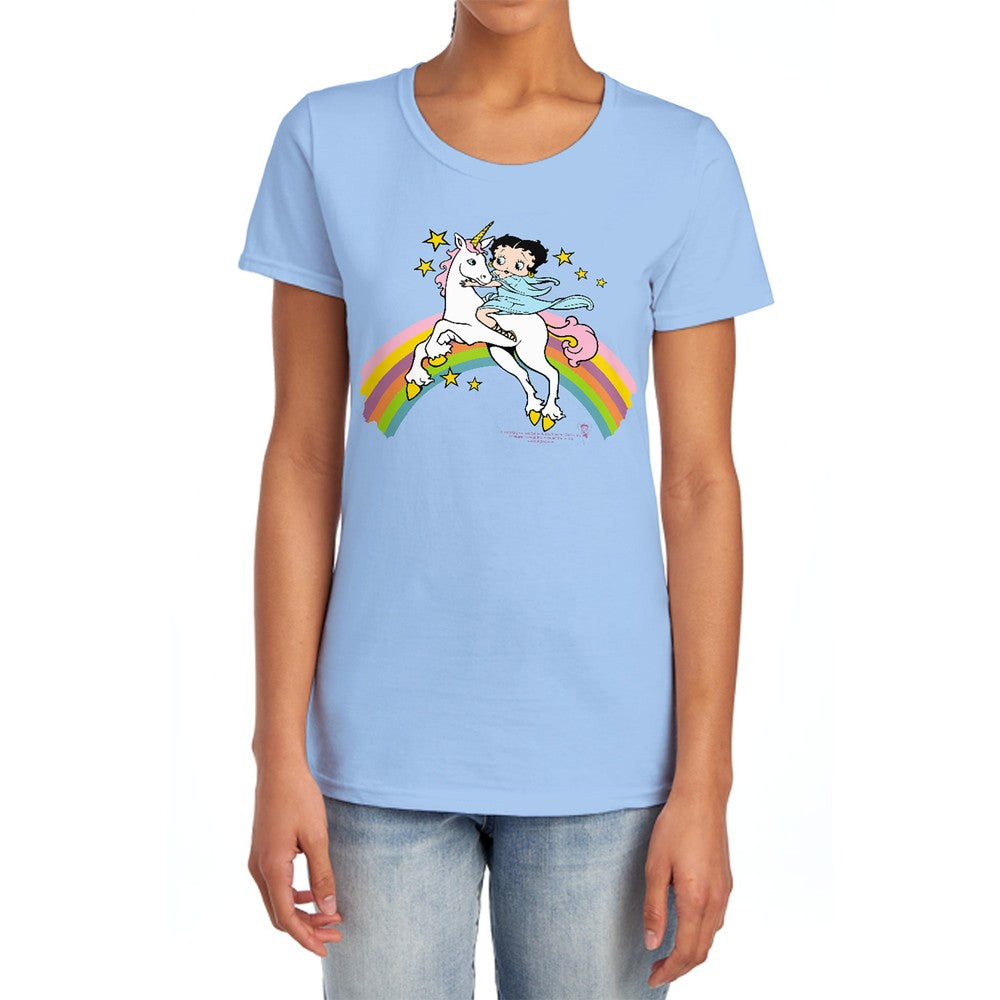 Betty Boop Unicorn & Rainbows Licensed Women's T-Shirt Regular Fit SM-2X