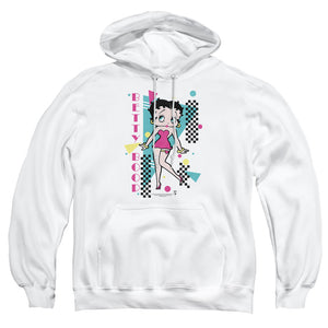 AN OFFCIALLY LICENSED BETTY BOOP BOOPING 80S STYLE ADULT UNISEX PULLOVER HOODIE WHITE
