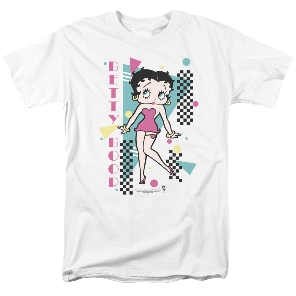 AN OFFCIALLY LICENSED BETTY BOOP BOOPING 80S STYLE MEN'S REGULAR FIT T-SHIRT WHITE