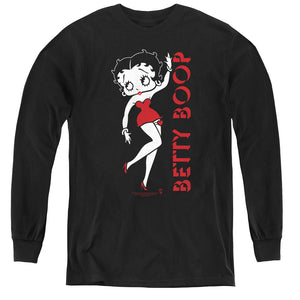 AN OFFCIALLY LICENSED BETTY BOOP CLASSIC YOUTH LONG SLEEVE T-SHIRT BLACK