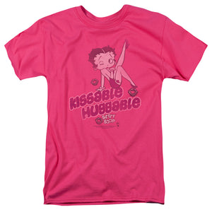 AN OFFCIALLY LICENSED BETTY BOOP KISSABLE HUGGABLE MEN'S REGULAR FIT T-SHIRT HOT PINK