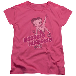 AN OFFCIALLY LICENSED BETTY BOOP KISSABLE HUGGABLE WOMEN'S REGULAR FIT T-SHIRT HOT PINK