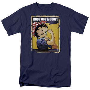 AN OFFCIALLY LICENSED BETTY BOOP POWER MEN'S REGULAR FIT T-SHIRT NAVY
