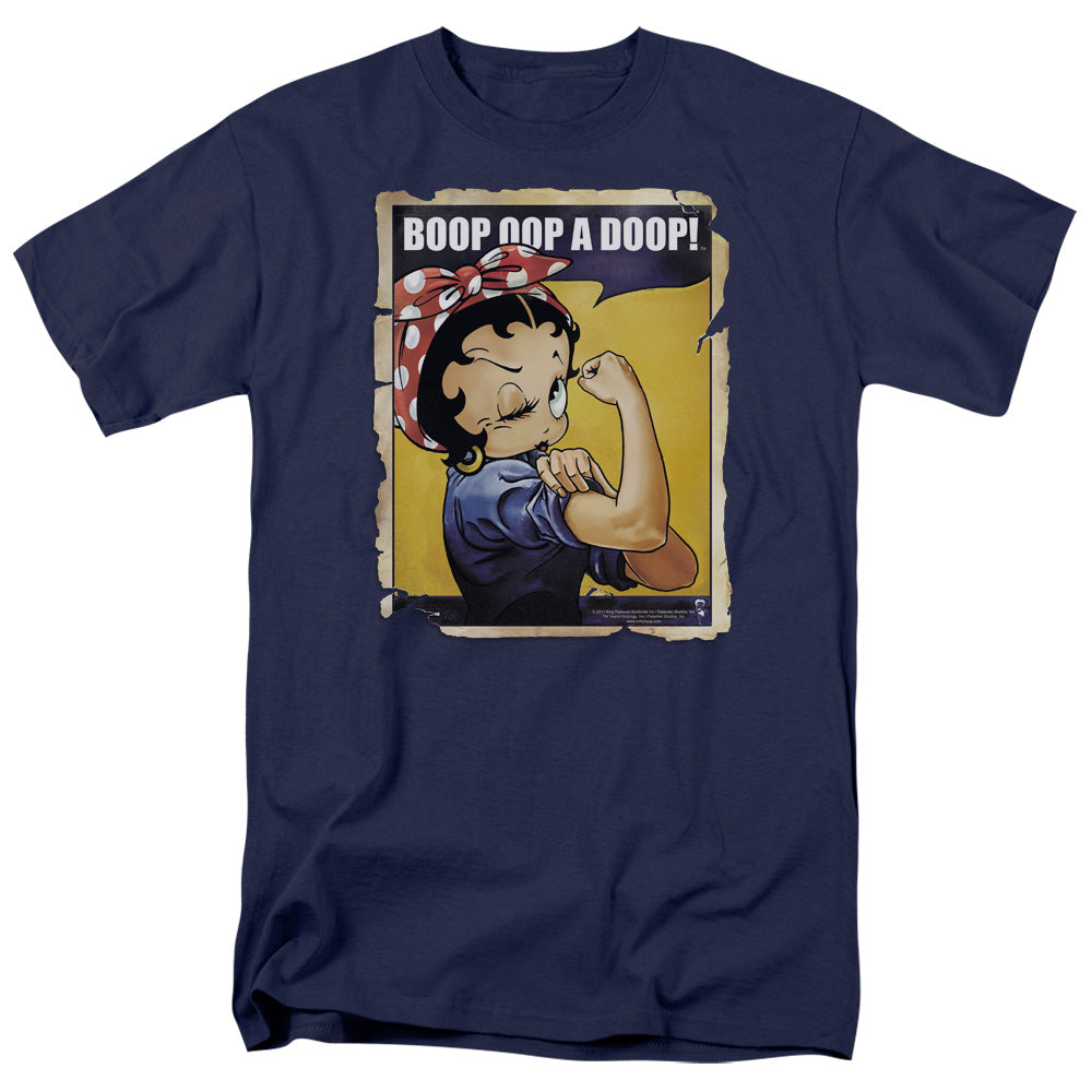 AN OFFCIALLY LICENSED BETTY BOOP POWER MEN'S REGULAR FIT T-SHIRT NAVY