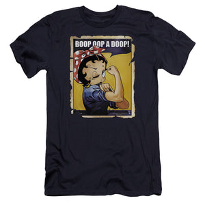 AN OFFCIALLY LICENSED BETTY BOOP POWER MEN'S PREMIUM SLIM FIT T-SHIRT NAVY