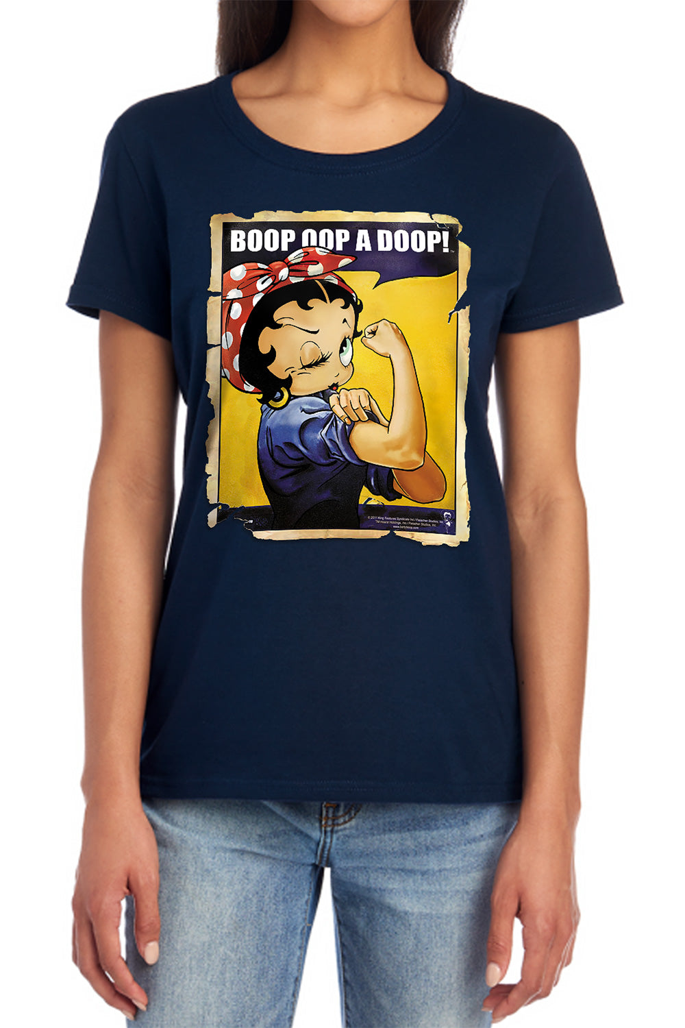 AN OFFCIALLY LICENSED BETTY BOOP POWER WOMEN'S REGULAR FIT T-SHIRT NAVY