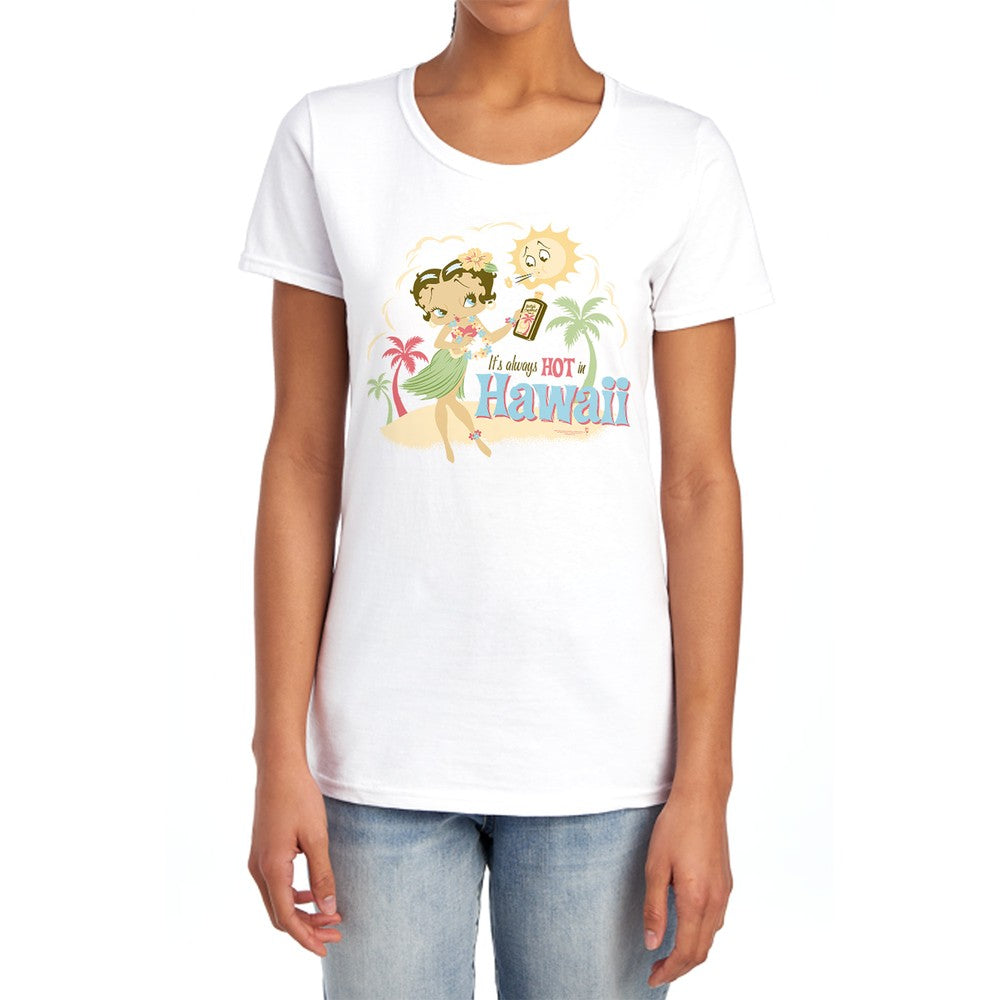Betty Boop Hot In Hawaii Licensed Women's T-Shirt Regular Fit SM-XL