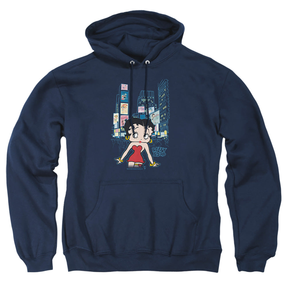 AN OFFCIALLY LICENSED BETTY BOOP SQUARE ADULT UNISEX PULLOVER HOODIE NAVY
