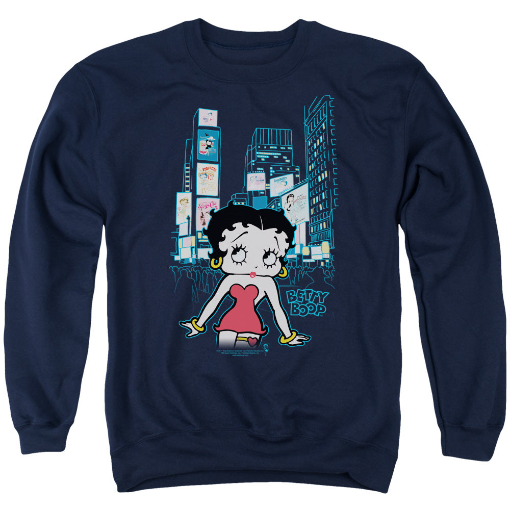AN OFFCIALLY LICENSED BETTY BOOP SQUARE ADULT UNISEX CREWNECK SWEATSHIRT NAVY