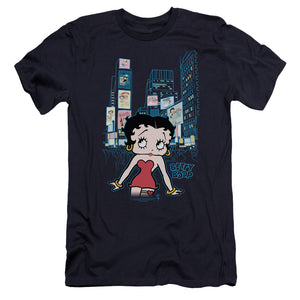 AN OFFCIALLY LICENSED BETTY BOOP SQUARE MEN'S PREMIUM SLIM FIT T-SHIRT NAVY