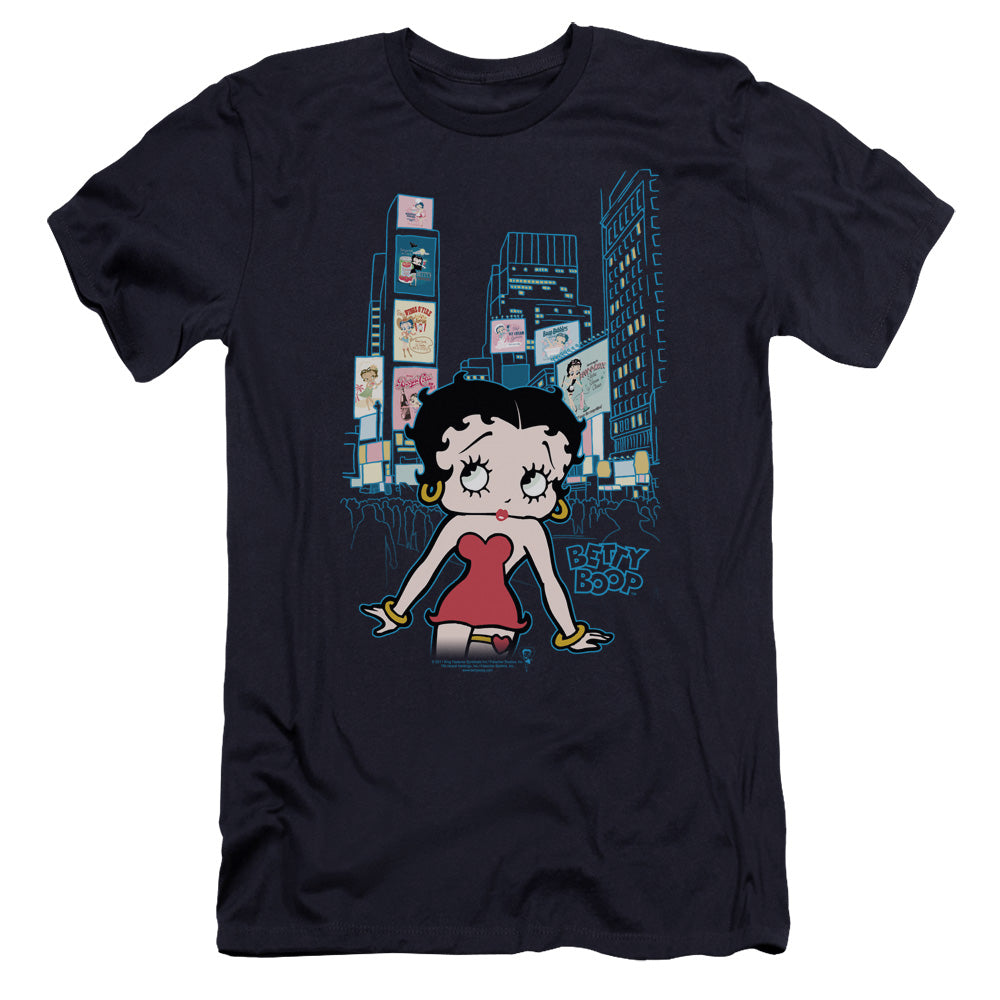 AN OFFCIALLY LICENSED BETTY BOOP SQUARE MEN'S PREMIUM SLIM FIT T-SHIRT NAVY