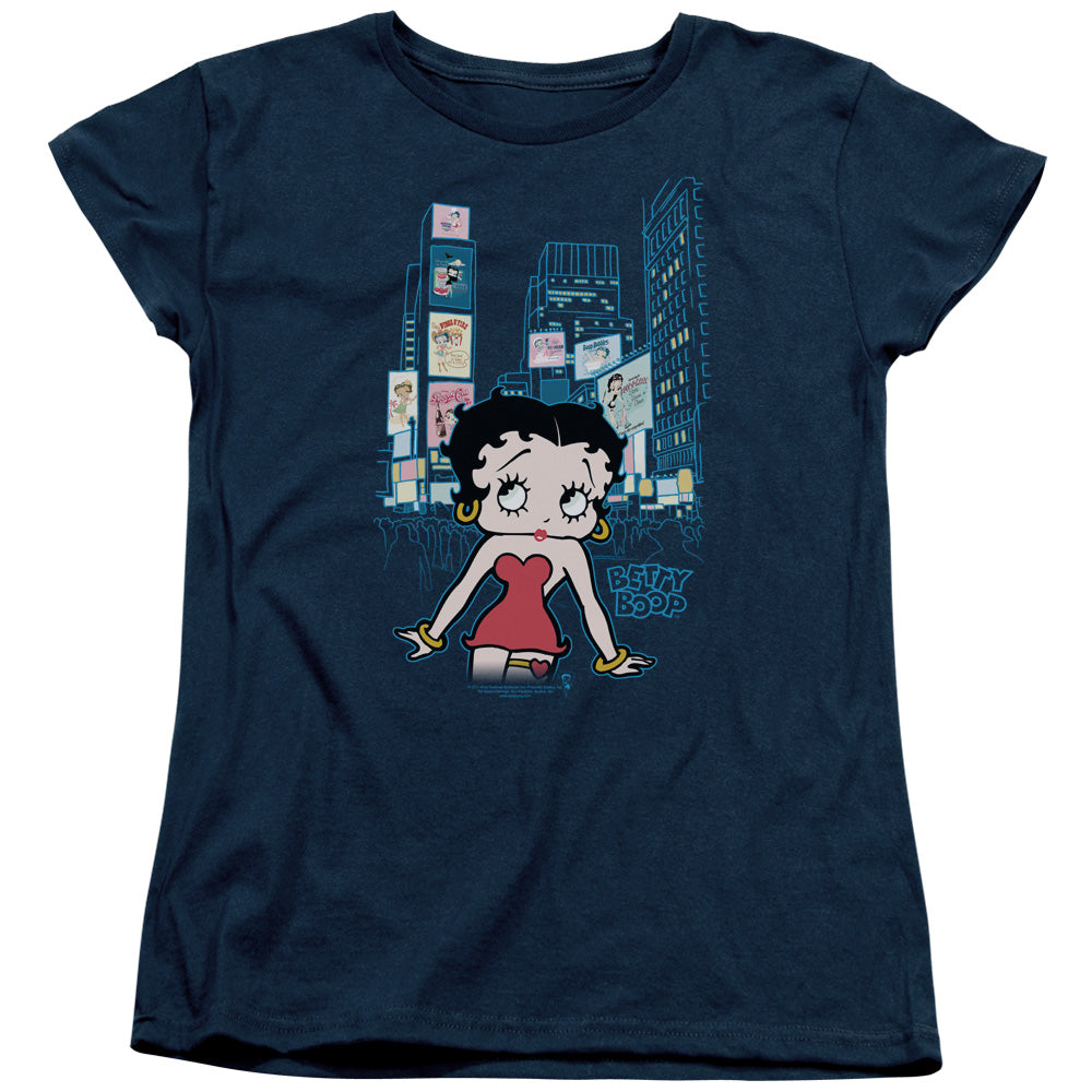 AN OFFCIALLY LICENSED BETTY BOOP SQUARE WOMEN'S REGULAR FIT T-SHIRT NAVY