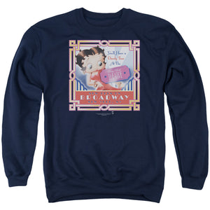 AN OFFCIALLY LICENSED BETTY BOOP ON BROADWAY ADULT UNISEX CREWNECK SWEATSHIRT NAVY
