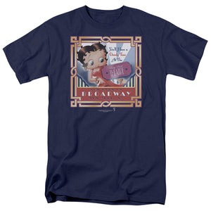 AN OFFCIALLY LICENSED BETTY BOOP ON BROADWAY MEN'S REGULAR FIT T-SHIRT NAVY