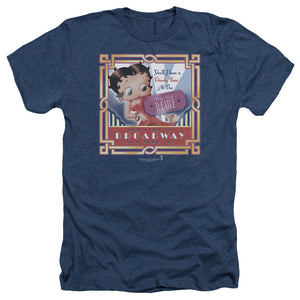 AN OFFCIALLY LICENSED BETTY BOOP ON BROADWAY MEN'S HEATHER T-SHIRT NAVY