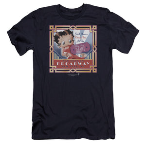 AN OFFCIALLY LICENSED BETTY BOOP ON BROADWAY MEN'S PREMIUM SLIM FIT T-SHIRT NAVY