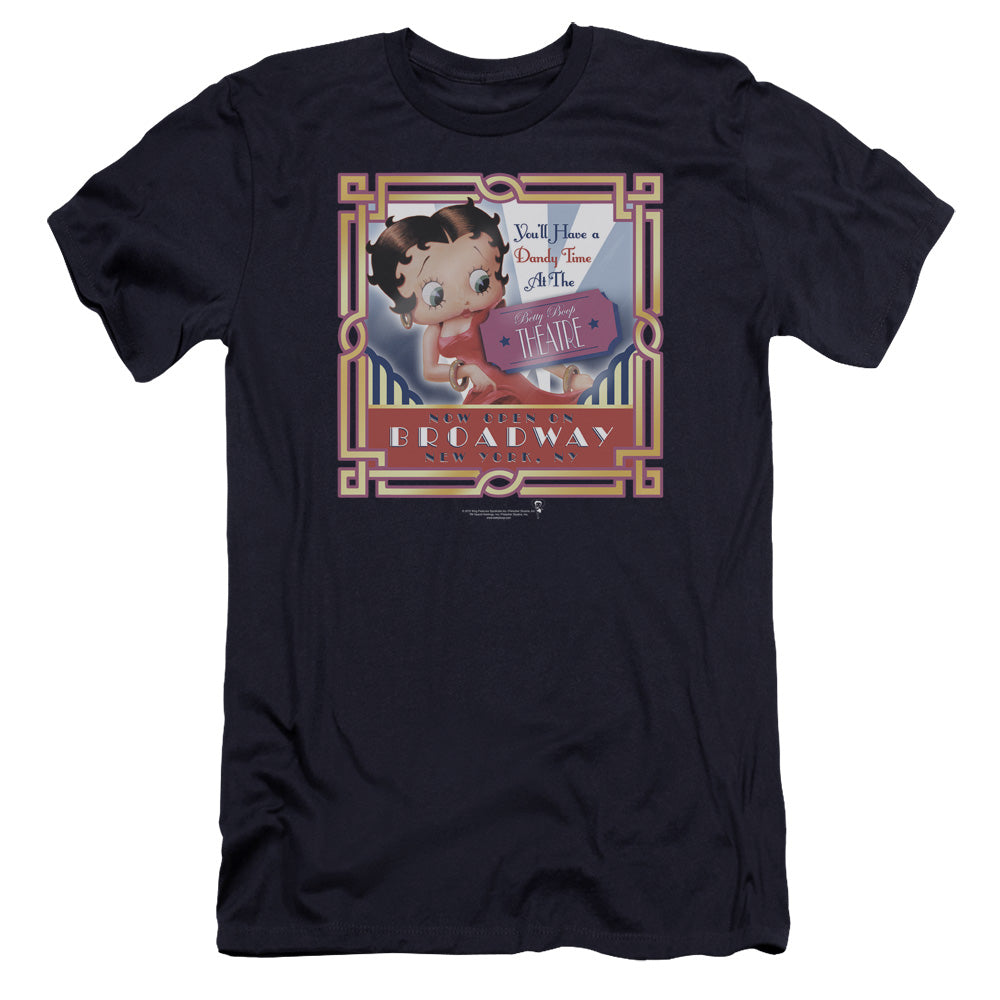 AN OFFCIALLY LICENSED BETTY BOOP ON BROADWAY MEN'S PREMIUM SLIM FIT T-SHIRT NAVY