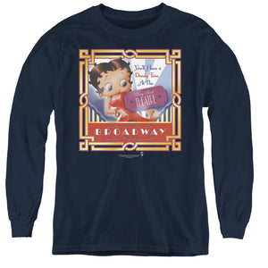 AN OFFCIALLY LICENSED BETTY BOOP ON BROADWAY YOUTH LONG SLEEVE T-SHIRT NAVY