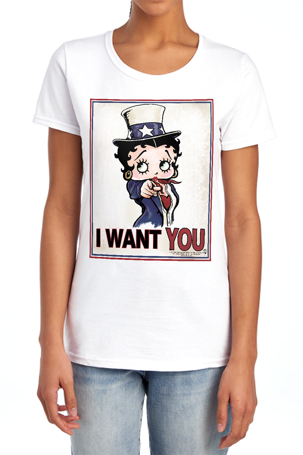 AN OFFCIALLY LICENSED BETTY BOOP AUNTIE BOOP WOMEN'S REGULAR FIT T-SHIRT WHITE