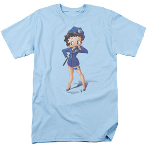 AN OFFCIALLY LICENSED BETTY BOOP OFFICER BOOP MEN'S REGULAR FIT T-SHIRT LIGHT BLUE