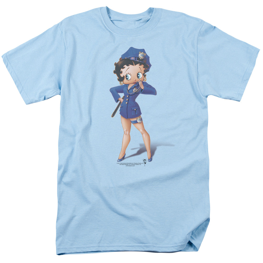 AN OFFCIALLY LICENSED BETTY BOOP OFFICER BOOP MEN'S REGULAR FIT T-SHIRT LIGHT BLUE