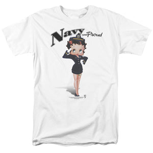 AN OFFCIALLY LICENSED BETTY BOOP NAVY BOOP MEN'S REGULAR FIT T-SHIRT WHITE