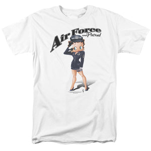 AN OFFCIALLY LICENSED BETTY BOOP AIR FORCE BOOP MEN'S REGULAR FIT T-SHIRT WHITE