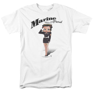 AN OFFCIALLY LICENSED BETTY BOOP MARINE BOOP MEN'S REGULAR FIT T-SHIRT WHITE