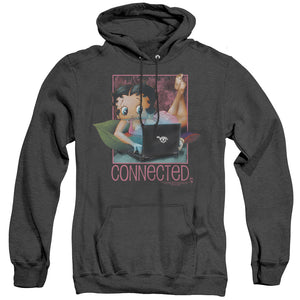 AN OFFCIALLY LICENSED BETTY BOOP CONNECTED ADULT UNISEX HEATHER PULLOVER HOODIE BLACK