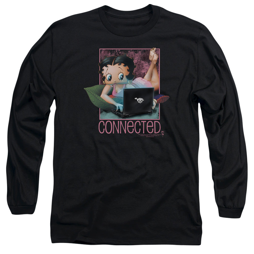 AN OFFCIALLY LICENSED BETTY BOOP CONNECTED MEN'S LONG SLEEVE T-SHIRT BLACK