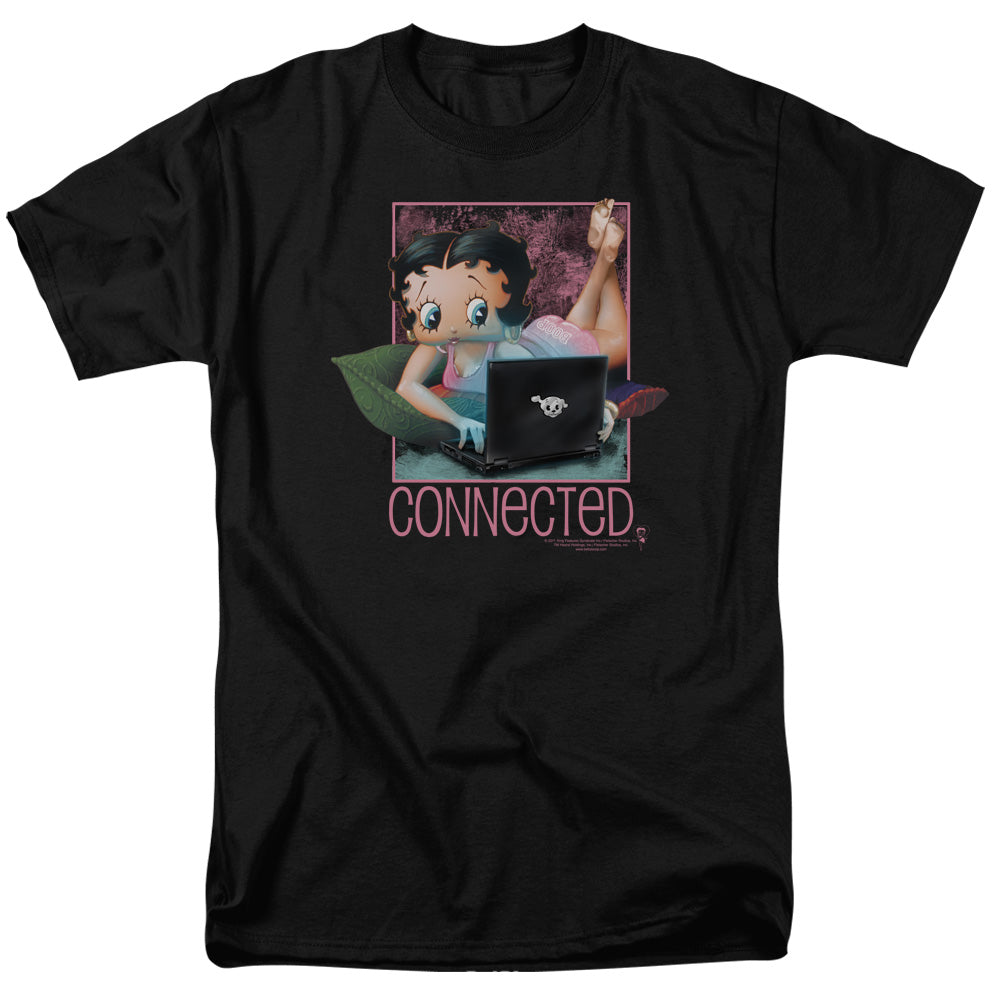 AN OFFCIALLY LICENSED BETTY BOOP CONNECTED MEN'S REGULAR FIT T-SHIRT BLACK