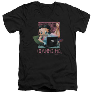 AN OFFCIALLY LICENSED BETTY BOOP CONNECTED MEN'S V-NECK T-SHIRT BLACK