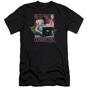 AN OFFCIALLY LICENSED BETTY BOOP CONNECTED MEN'S PREMIUM SLIM FIT T-SHIRT BLACK