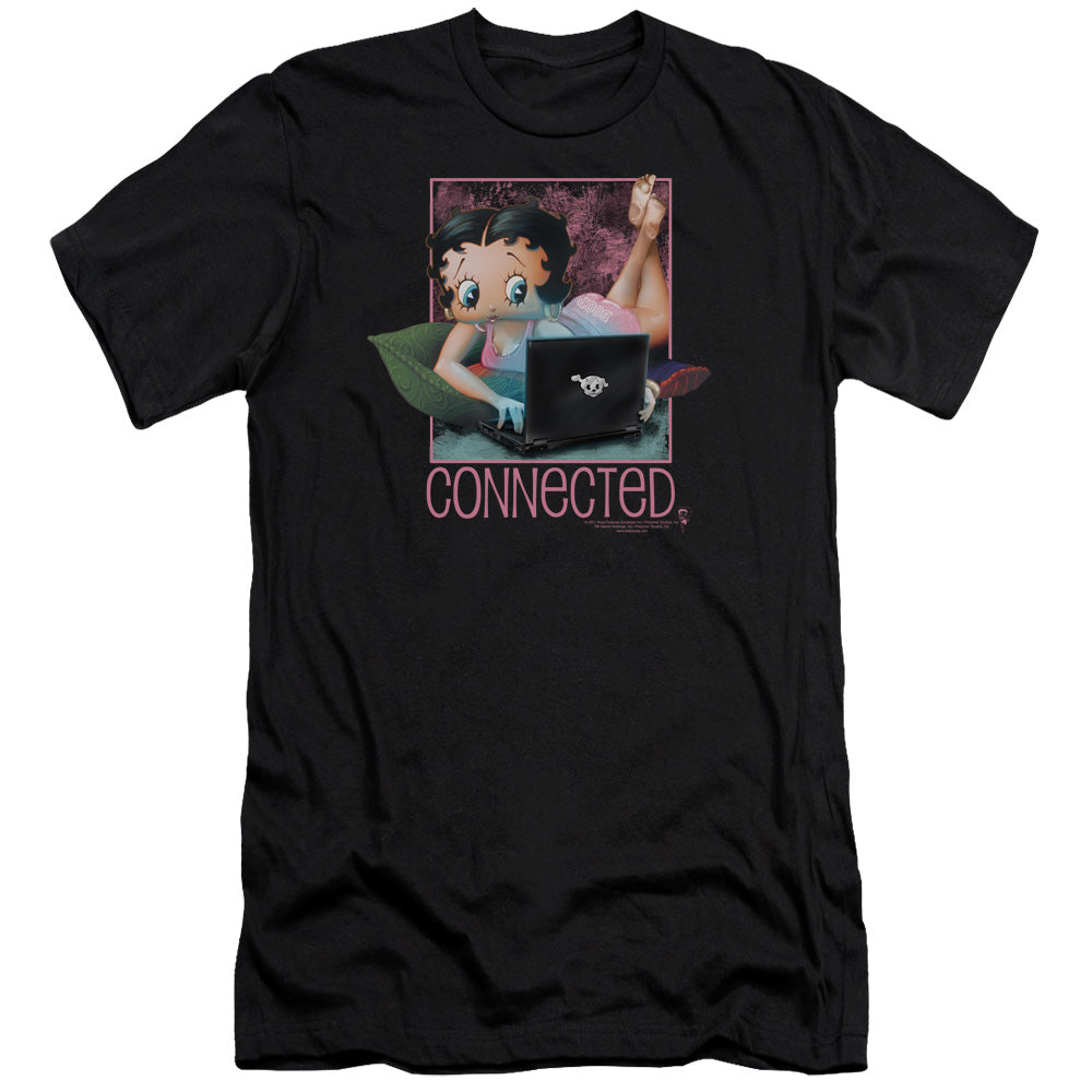 AN OFFCIALLY LICENSED BETTY BOOP CONNECTED MEN'S PREMIUM SLIM FIT T-SHIRT BLACK
