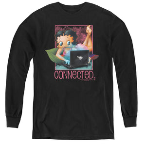 AN OFFCIALLY LICENSED BETTY BOOP CONNECTED YOUTH LONG SLEEVE T-SHIRT BLACK