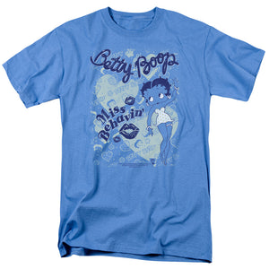 AN OFFCIALLY LICENSED BETTY BOOP MISS BEHAVIN MEN'S REGULAR FIT T-SHIRT CAROLINA BLUE