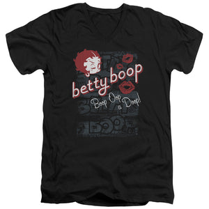 AN OFFCIALLY LICENSED BETTY BOOP BOOP OOP MEN'S V-NECK T-SHIRT BLACK