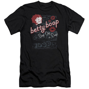 AN OFFCIALLY LICENSED BETTY BOOP BOOP OOP MEN'S PREMIUM SLIM FIT T-SHIRT BLACK