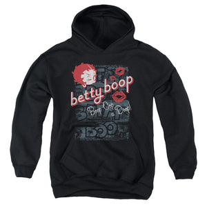 AN OFFCIALLY LICENSED BETTY BOOP BOOP OOP YOUTH HOODIE BLACK