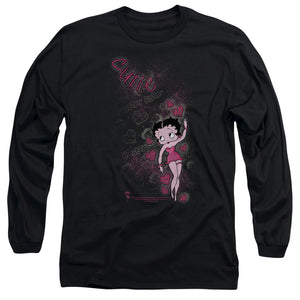 AN OFFCIALLY LICENSED BETTY BOOP CUTIE MEN'S LONG SLEEVE T-SHIRT BLACK