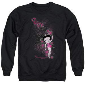 AN OFFCIALLY LICENSED BETTY BOOP CUTIE ADULT UNISEX CREWNECK SWEATSHIRT BLACK