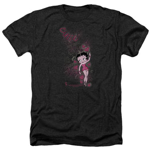 AN OFFCIALLY LICENSED BETTY BOOP CUTIE MEN'S HEATHER T-SHIRT CHARCOAL