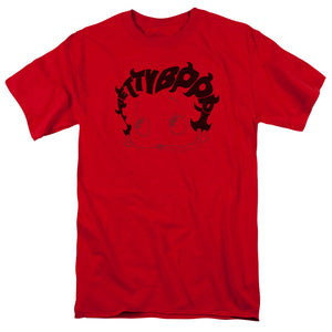 AN OFFCIALLY LICENSED BETTY BOOP WORD HAIR MEN'S REGULAR FIT T-SHIRT RED