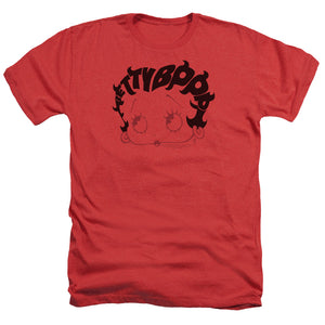AN OFFCIALLY LICENSED BETTY BOOP WORD HAIR MEN'S HEATHER T-SHIRT RED