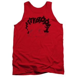 AN OFFCIALLY LICENSED BETTY BOOP WORD HAIR ADULT UNISEX TANK TOP RED