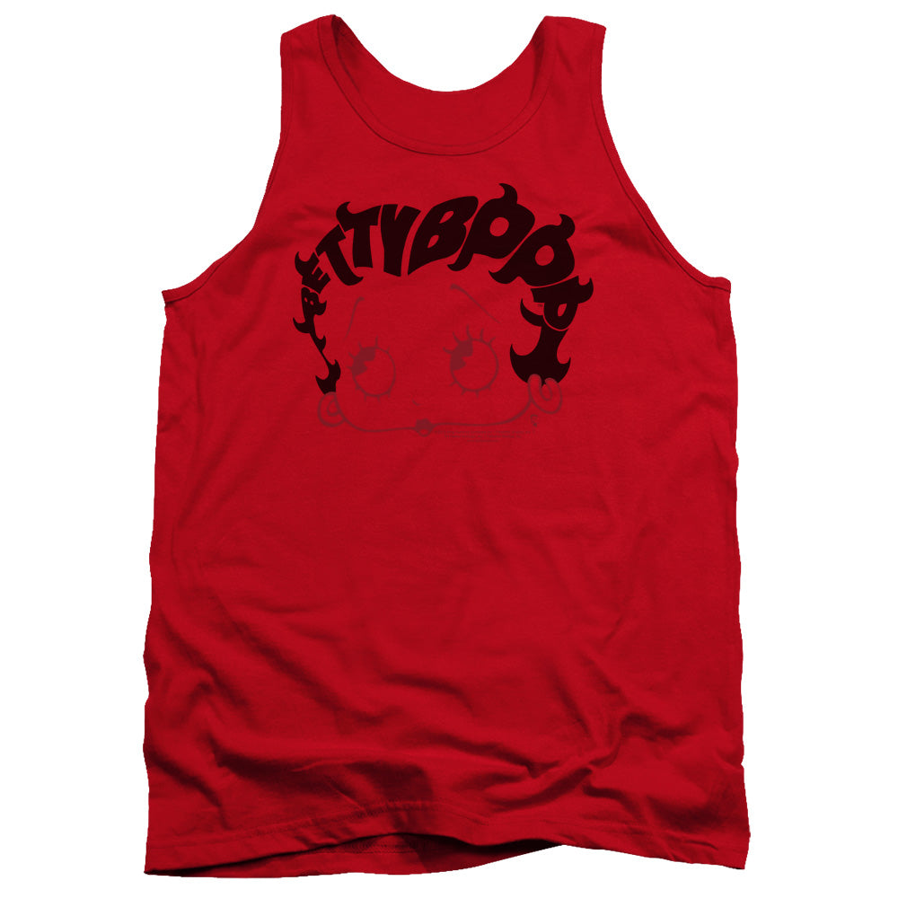 AN OFFCIALLY LICENSED BETTY BOOP WORD HAIR ADULT UNISEX TANK TOP RED