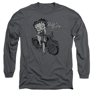 AN OFFCIALLY LICENSED BETTY BOOP BBMC MEN'S LONG SLEEVE T-SHIRT CHARCOAL