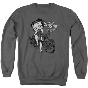 AN OFFCIALLY LICENSED BETTY BOOP BBMC ADULT UNISEX CREWNECK SWEATSHIRT CHARCOAL